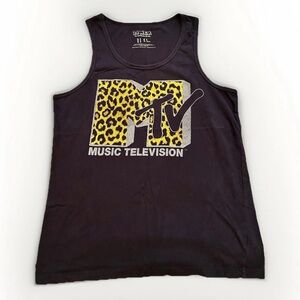MTV Leopard Logo Black Tank Top